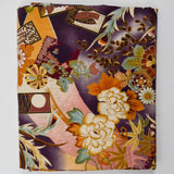 Brown, Purple, Pink + Gold Floral and Bird Print Quilting Weight Woven Fabric - 44" x 108"