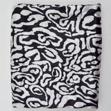 Black + White Abstract Blob Print Satiny Woven Fabric - 39" x 118" + Extra
