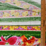 Green, Pink, Yellow, Orange + White Tropical Floral Print Quilting Weight Woven Fabric - 42" x 124"