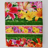 Green, Pink, Yellow, Orange + White Tropical Floral Print Quilting Weight Woven Fabric - 42" x 124"