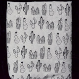 White + Black Cactus Print Woven Microfiber Flat Sheet - 64" x 98"
