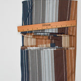 Brown, Blue + Gray Stripe Print Polyester Stretchy Knit Fabric - 64" x 70"