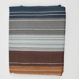 Brown, Blue + Gray Stripe Print Polyester Stretchy Knit Fabric - 64" x 70"