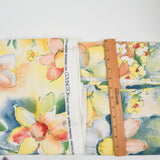 Red, Yellow, Green + Blue Floral Print Canvas Woven Drapery Fabric - 56" x 108"