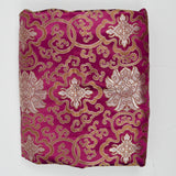 Maroon + Gold Ornate Silky Brocade Woven Fabric - 56" x 272"