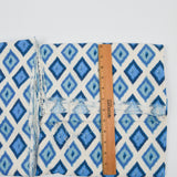 Blue + White Diamond Print Canvas Woven Fabric - 56" x 110"
