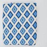 Blue + White Diamond Print Canvas Woven Fabric - 56" x 110"