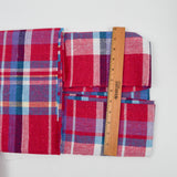 Pink, Blue + White Plaid Heavyweight Woven Fabric - 44" x 110"