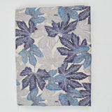 White, Blue + Silver Maple Leaf Print Quilting Weight Woven Fabric - 44" x 86"