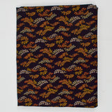 Black, Orange, White + Gold Floral Print Quilting Weight Woven Fabric - 42" x 72"