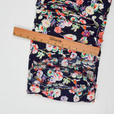Navy Blue, Yellow, Pink + Green Floral Print Flowy Woven Fabric - 58" x 104"