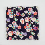 Navy Blue, Yellow, Pink + Green Floral Print Flowy Woven Fabric - 58" x 104"