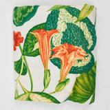 White, Green + Orange Tropical Floral Print Cotton Canvas Woven Fabric - 50" x 86"