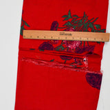 Red, Green + Orange Floral Print Woven Fabric - 59" x 76"