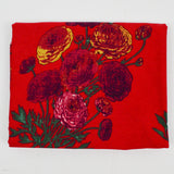 Red, Green + Orange Floral Print Woven Fabric - 59" x 76"