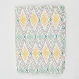 White, Gray, Teal + Yellow Geometric Diamond Print Woven Fabric Curtain - 36" x 72"