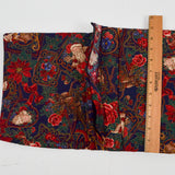 Navy Blue, Red, Green + Gold Ornate Christmas Print Quilting Weight Woven Fabric - 44" x 110"