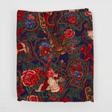 Navy Blue, Red, Green + Gold Ornate Christmas Print Quilting Weight Woven Fabric - 44" x 110"