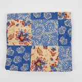 Cream + Blue Floral Patchwork Print Linen-Like Woven Drapery Fabric - 56" x 60"