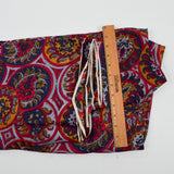 Blue, Yellow + Red Paisley Circle Print Silky Twill Woven Fabric - 45" x 200"