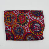 Blue, Yellow + Red Paisley Circle Print Silky Twill Woven Fabric - 45" x 200"