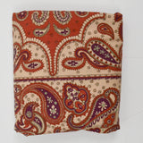 Beige, Orange + Maroon Paisley Print Woven Fabric Sheet - 104" x 104"