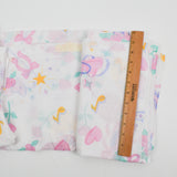 White, Pink, Purple + Yellow Barbie Princess Print Semi-Sheer Woven Fabric Sheet - 70" x 88"