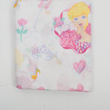 White, Pink, Purple + Yellow Barbie Princess Print Semi-Sheer Woven Fabric Sheet - 70" x 88"