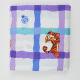 White, Orange, Blue + Purple Winnie The Pooh Plaid Print Woven Fabric Sheet - 80" x 92"