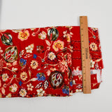 Red, Beige, Black + White Floral Print Lightweight Flowy Woven Fabric - 58" x 108"