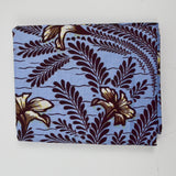 Brown, Blue + Cream Bold Floral Print Woven Fabric - 47" x 216"