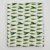 White + Green Snap Pea Print Cotton Voile Woven Fabric - 54" x 94"