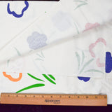 White, Blue, Green + Red Floral Print Woven Fabric - 60" x 80"