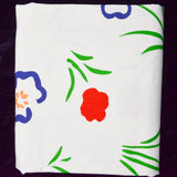 White, Blue, Green + Red Floral Print Woven Fabric - 60" x 80"