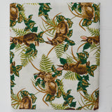 Brown, White + Green Rabbit and Leaf Print Quilting Weight Woven Fabric - 42" x 72"
