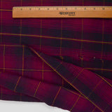 Maroon + Yellow Plaid Flannel Woven Fabric - 50" x 60"
