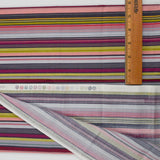 Pink, Gray, Green + Maroon Stripe Print Woven Fabric - 44" x 74"