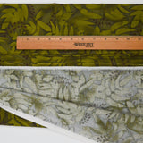 Green + Brown Leaf Print Quilting Weight Woven Fabric - 44" x 74"