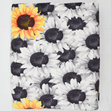 Gray, White + Yellow Sunflower Print Soft Brushed Apparel  Fabric - 35" x 62"