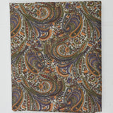 Brown, Purple, Green + White Paisley Print Lightweight Nylon Woven Fabric - 45" x 112"