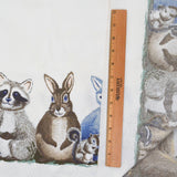 White, Brown, Gray + Blue Forest Creature Print Quilting Weight Woven Fabric - 64" x 64"