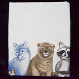 White, Brown, Gray + Blue Forest Creature Print Quilting Weight Woven Fabric - 64" x 64"