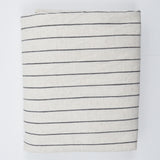 White + Gray Stripe Cotton + Linen Woven Fabric Curtain - 54" x 66"