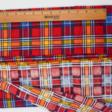 Red, Blue, White + Yellow Plaid Print Flannel Woven Fabric - 44" x 62"