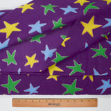 Purple, Yellow, Blue + Green Embossed Star Print Fleece Fabric - 56" x 62"
