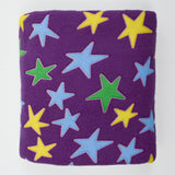 Purple, Yellow, Blue + Green Embossed Star Print Fleece Fabric - 56" x 62"