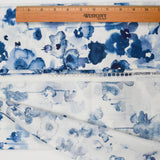 White + Blue Watercolor Splatter Print Woven Canvas Fabric - 44" x 76"