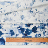 White + Blue Watercolor Splatter Print Woven Canvas Fabric - 45" x 74"
