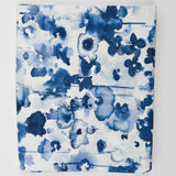 White + Blue Watercolor Splatter Print Woven Canvas Fabric - 45" x 74"