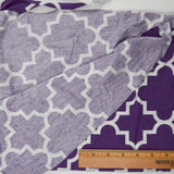 Purple + White Geometric Print Knit Fabric - 60" x 68"
